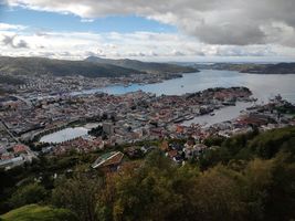 A panorama of Bergen from the funicular