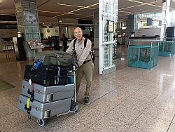 Bike travel cases in the Mkunich Airport