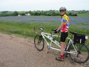Becky in a field of blubonnets